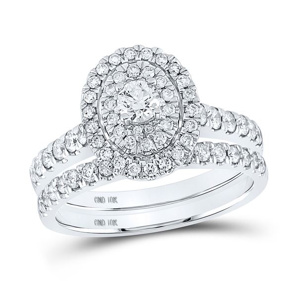 Diamond Bridal Wedding Ring Band Set 1 Cttw 10kt White Gold