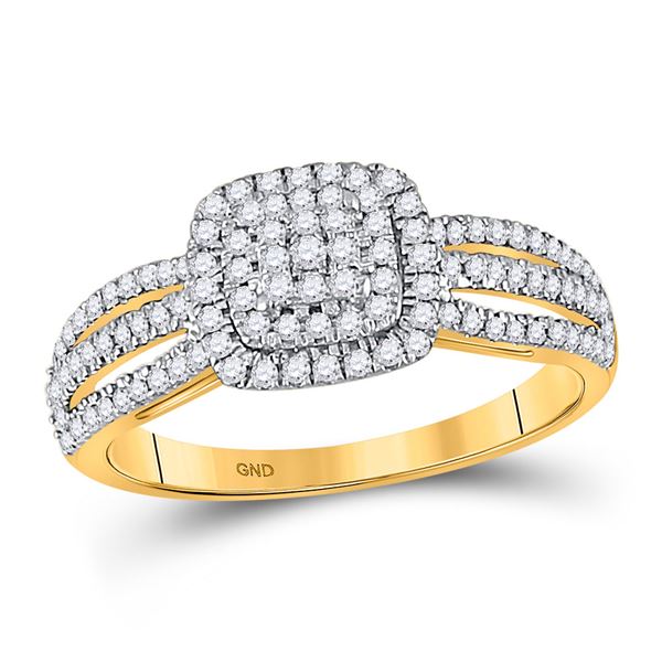 Diamond Cluster Bridal Wedding Engagement Ring 3/8 Cttw 10kt Yellow Gold