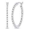 Image 1 : Diamond Slender Single Row Hoop Earrings 1/4 Cttw 10kt White Gold