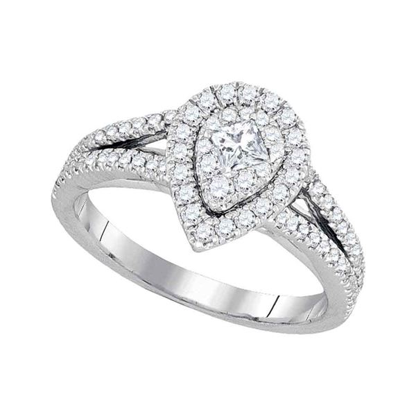 Princess Diamond Pear Cluster Bridal Wedding Engagement Ring 3/4 Cttw 14kt White Gold