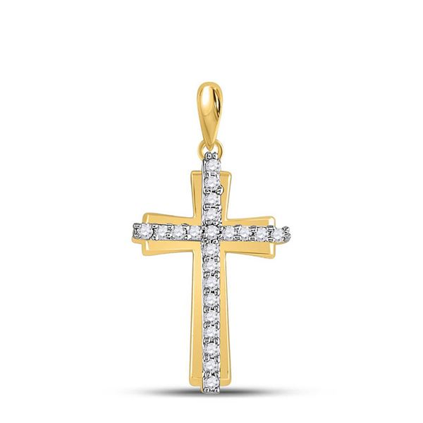 Diamond Cross Pendant 1/6 Cttw 10kt Yellow Gold