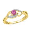 Image 1 : Lab-Created Pink Sapphire Diamond Heart Ring 1/20 Cttw 10kt Yellow Gold