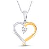 Image 1 : Diamond Heart Cluster Pendant 1/20 Cttw Two-tone Sterling Silver