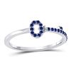 Image 1 : Blue Sapphire Key Stackable Band Ring 1/5 Cttw 10kt White Gold