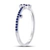 Image 3 : Blue Sapphire Key Stackable Band Ring 1/5 Cttw 10kt White Gold