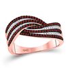 Image 1 : Red Color Enhanced Diamond Band Ring 3/8 Cttw 10kt Rose Gold