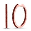 Image 1 : Red Color Enhanced Diamond Hoop Earrings 1/4 Cttw 10kt Rose Gold
