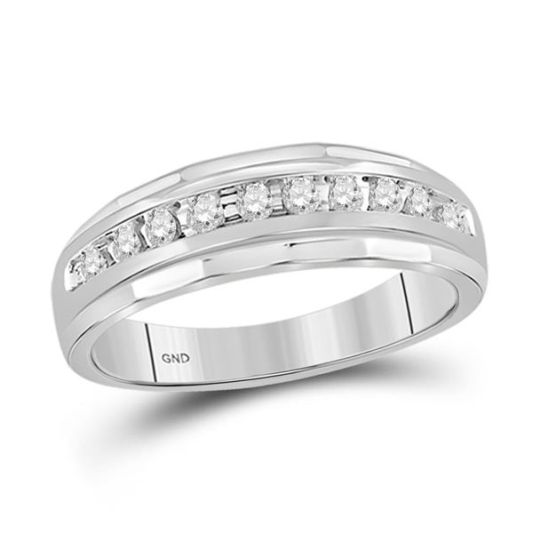 Mens Diamond Wedding Band Ring 1/4 Cttw 10kt White Gold