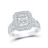 Image 1 : Baguette Diamond Cluster Ring 1-1/5 Cttw 14kt White Gold