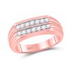 Image 1 : Mens Diamond Double Row Wedding Band Ring 1/2 Cttw 14kt Rose Gold