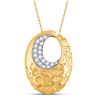 Image 1 : Diamond Spotted Oval Pendant 1/6 Cttw 14kt Yellow Gold