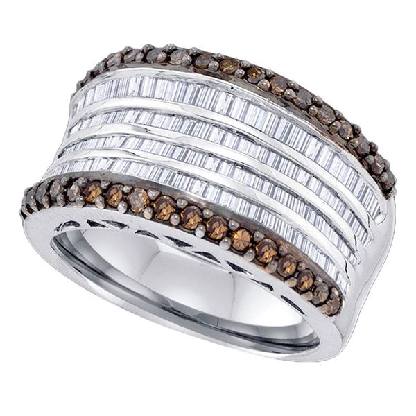Brown Diamond Band Ring 1-5/8 Cttw Sterling Silver