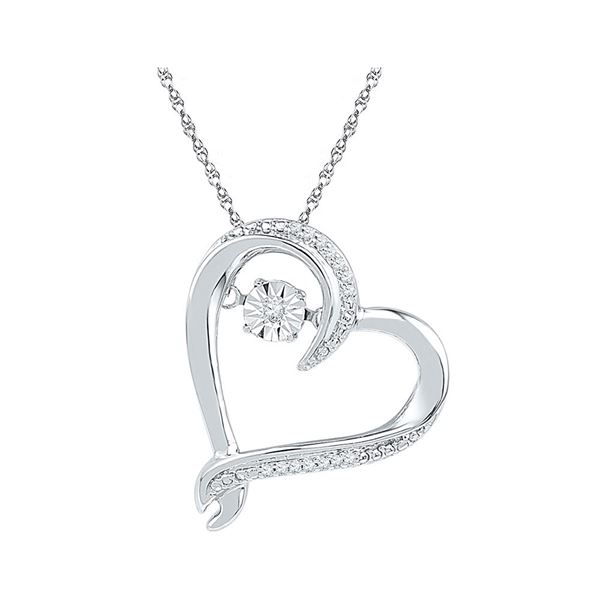 Moving Twinkle Diamond Heart Pendant 1/20 Cttw 10kt White Gold