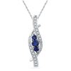 Image 1 : Lab-Created Blue Sapphire Diamond Pendant 1/20 Cttw Sterling Silver