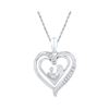 Diamond Mom Mother Child Heart Pendant 1/20 Cttw Sterling Silver