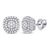 Diamond Cushion Halo Cluster Earrings 1/2 Cttw 14kt Yellow Gold