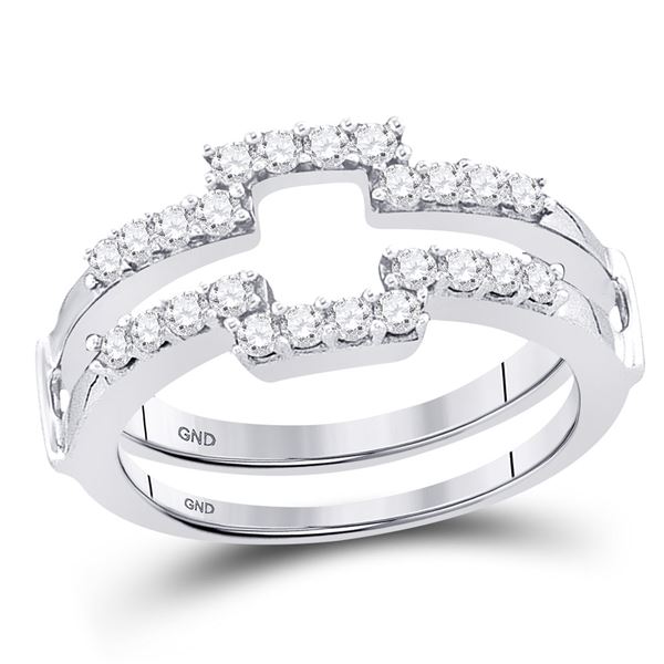 Diamond Square Solitaire Enhancer Wedding Band 1/2 Cttw 14kt White Gold