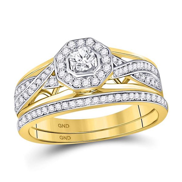 Diamond Twist Bridal Wedding Ring Band Set 1/2 Cttw 14kt Yellow Gold