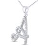 Image 2 : Diamond Cursive A Letter Pendant 1/6 Cttw 10kt White Gold