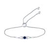 Image 1 : Oval Lab-Created Blue Sapphire Diamond Bolo Bracelet 1 Cttw Sterling Silver