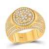 Image 1 : Mens Diamond Statement Circle Cluster Ring 2-1/5 Cttw 14kt Yellow Gold
