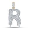 Image 1 : Mens Diamond Dripping R Letter Charm Pendant 3/4 Cttw 10kt Yellow Gold