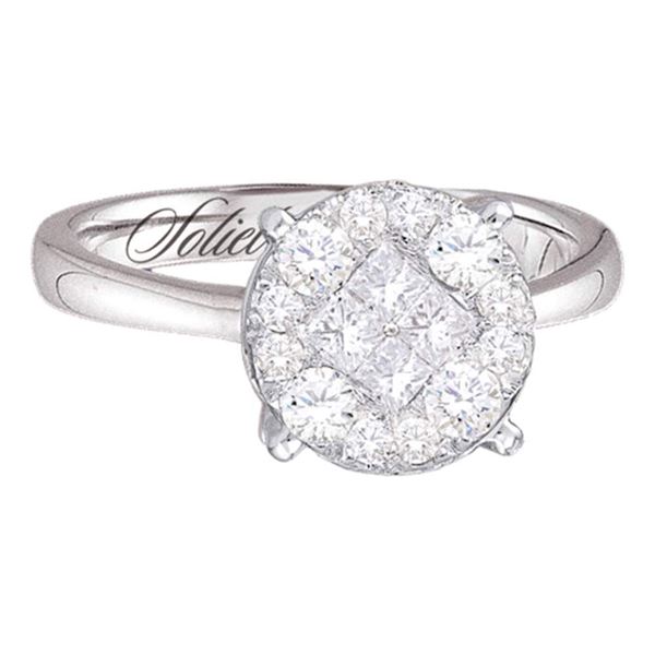 Princess Diamond Cluster Bridal Wedding Engagement Ring 2 Cttw 14kt White Gold