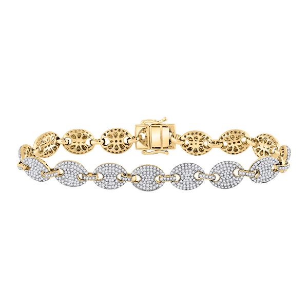 Mens Diamond Gucci Link Fashion Bracelet 5-5/8 Cttw 10kt Yellow Gold