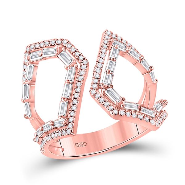 Baguette Diamond Modern Fashion Ring 3/4 Cttw 14kt Rose Gold