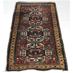 CAUCASIAN CARPET 4'2"x 7'6" 19th century COND