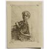 Image 1 : OLD MASTER ETCHING Woman Bathing 6 1/8"x 4 1/