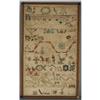 Image 1 : NEEDLEWORK SAMPLER 16"x9", early 19th century