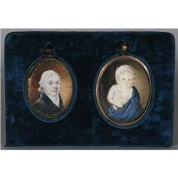 PAIR OF MINIATURES ON IVORY portraits, each 2