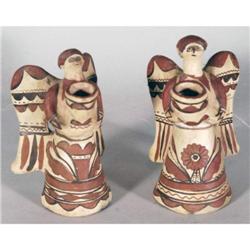 PAIR OF SOUTHWESTERN POTTERY CANDLESTICKS 6 1