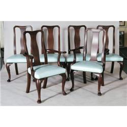 SET OF 6 KITTINGER MAHOGANY DINING CHAIRS,