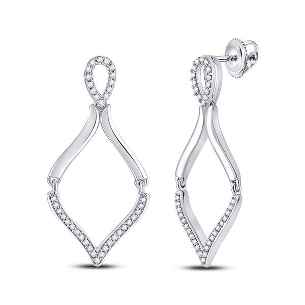 Diamond Moving Dangle Earrings 1/5 Cttw 10kt White Gold