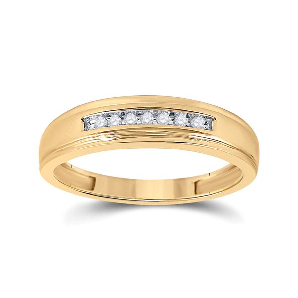 Mens Diamond Wedding Band Ring 1/12 Cttw 14kt Yellow Gold