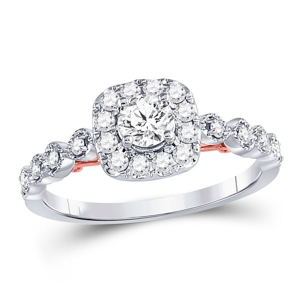 Diamond Solitaire Bridal Wedding Engagement Ring 3/4 Cttw 14kt Two-tone Gold