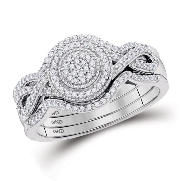Diamond Bridal Wedding Ring Band Set 1/3 Cttw 10kt White Gold
