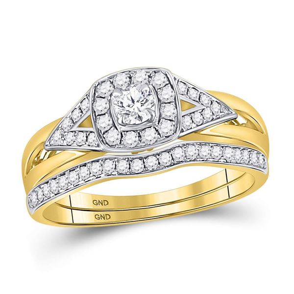 Diamond Bridal Wedding Ring Band Set 1/2 Cttw 14kt Yellow Gold