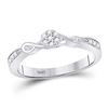Image 1 : Diamond Scroll Flower Cluster Ring 1/6 Cttw 10kt White Gold