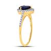 Image 4 : Pear Lab-Created Blue Sapphire Teardrop Ring 1 Cttw 10kt Yellow Gold