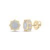 Image 1 : Mens Diamond Starburst 3D Cluster Stud Earrings 3/4 Cttw 10kt Yellow Gold