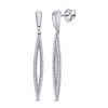 Image 1 : Diamond Oblong Geometric Dangle Earrings 1/3 Cttw 10kt White Gold