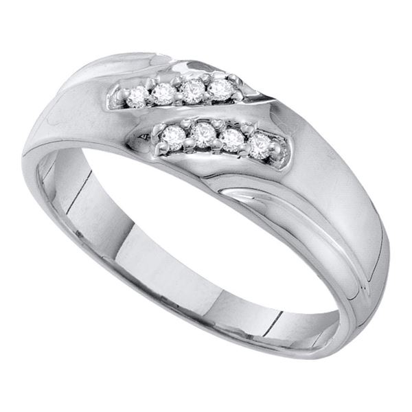 Mens Diamond Wedding Band Ring 1/8 Cttw 10kt White Gold
