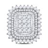 Image 2 : Diamond Square Cluster Ring 3-1/2 Cttw 10kt White Gold