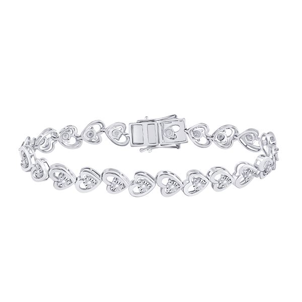 Diamond Heart Tennis Bracelet 1/4 Cttw Sterling Silver