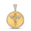 Image 1 : Mens Diamond Circle Angel Cherub Medallion Charm Pendant 1/2 Cttw 10kt Yellow Gold