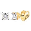 Image 1 : Diamond Solitaire Earrings .01 Cttw Yellow-tone Sterling Silver