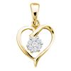 Image 1 : Diamond Flower Cluster Heart Pendant 1/12 Cttw 10kt Yellow Gold